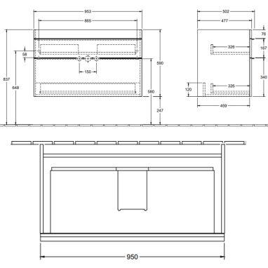 VILLEROY&BOCH Тумба под умывальник подвесная Venticello (A92601DH)